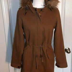 Eddie Bauer Wool Coat w/ Removable Fur Col…